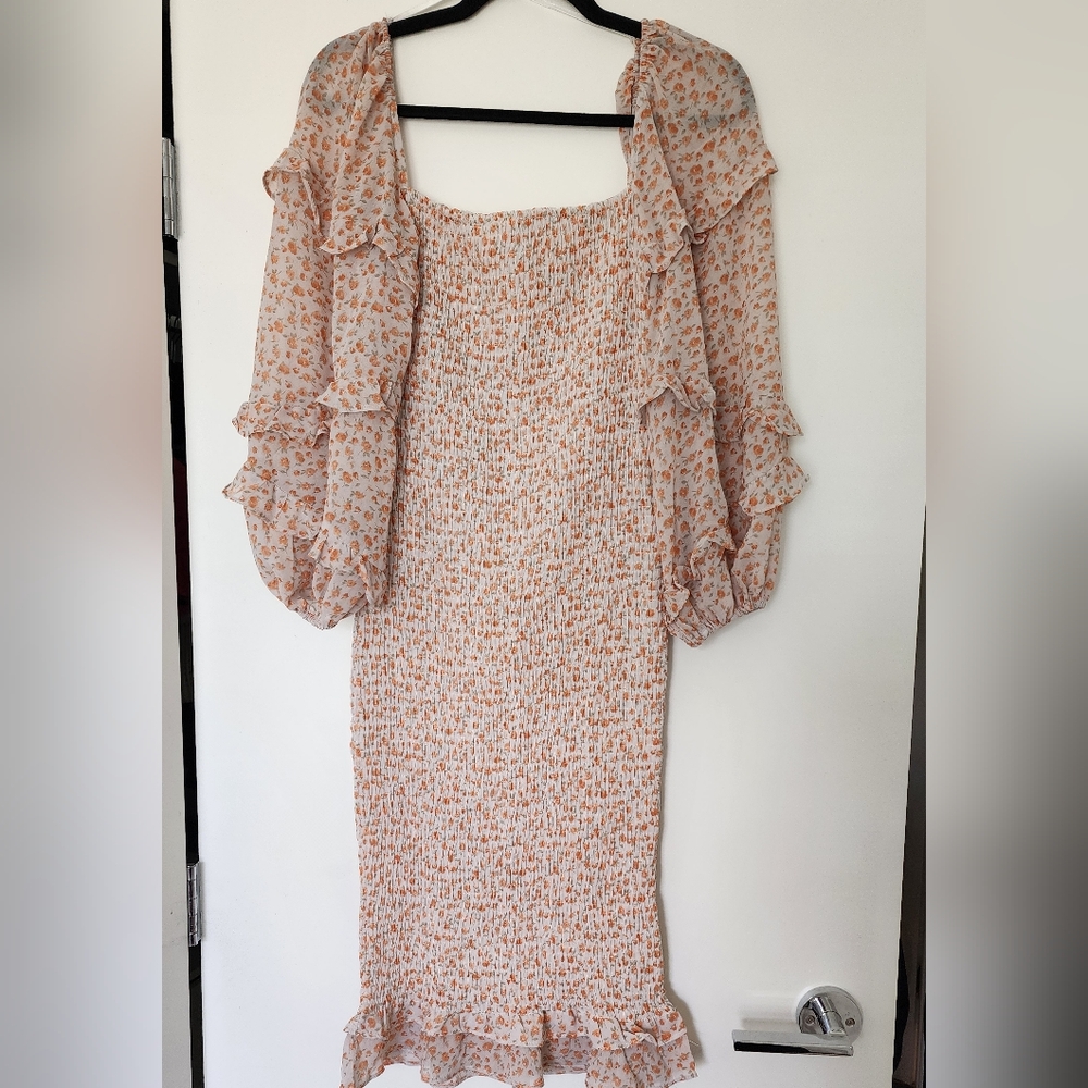 Petal & Pup Pink Long Sleeve Sheath Dress with Square Neck